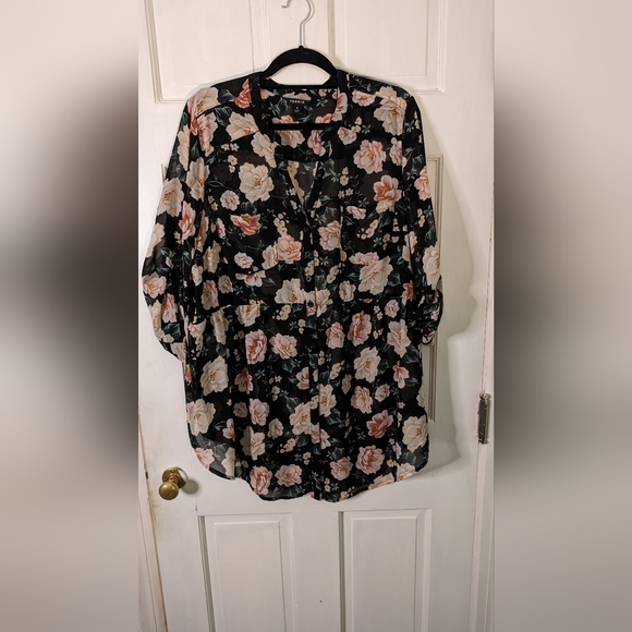 torrid Tops - Torrid Emma Babydoll Chiffon Tunic Blouse 3x